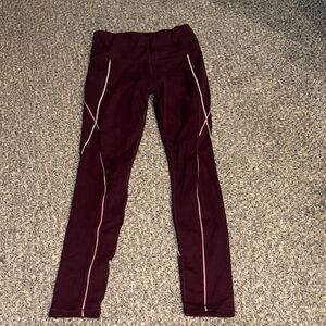 Xersion Women's maroon Leggings with White Trim